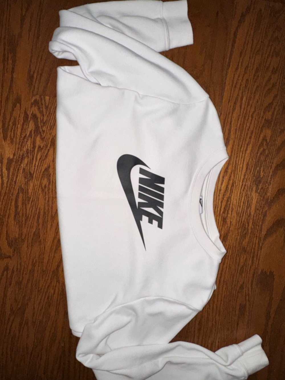 Nike White Sweatshirt with Black Swoosh Logo